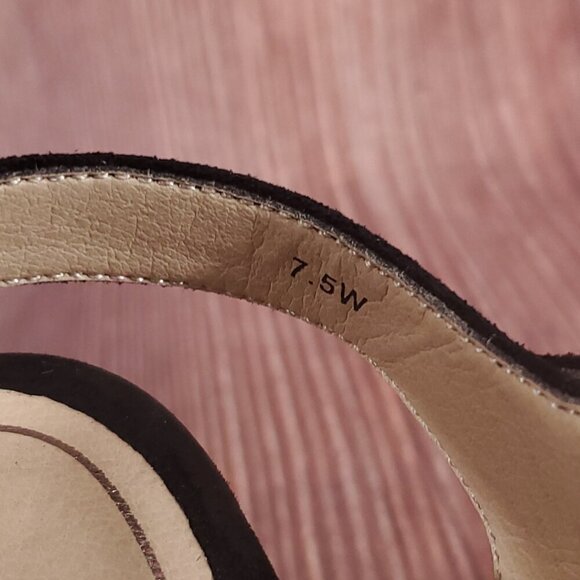 Vionic Ariel Womens Sz 7.5 Wide Black Suede Ankle Strap Wedge Espadrille Sandals - Picture 15 of 15